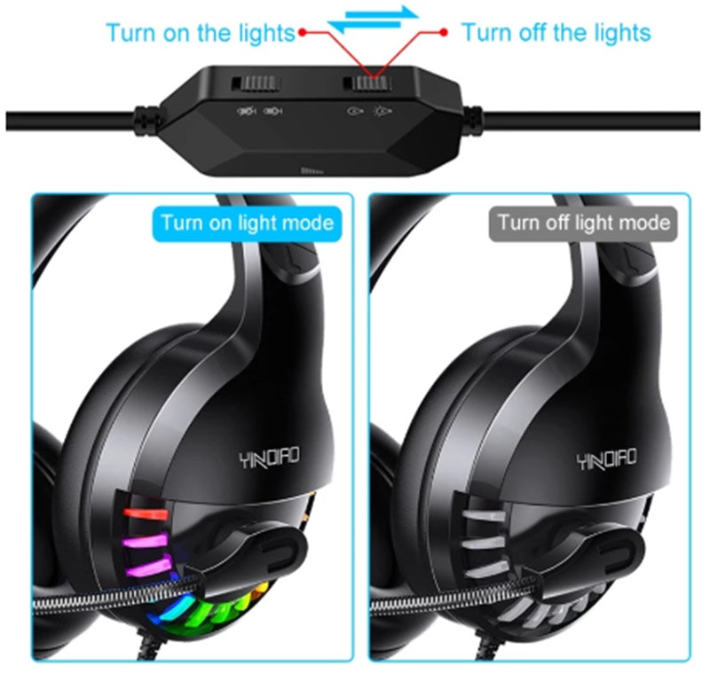 Wired Gaming Headset With Microphone Sound Card Line Control