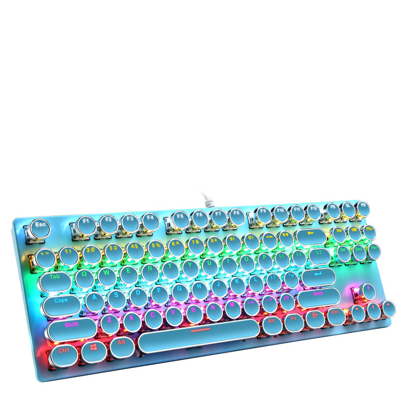 Wired 87-Key Electroplating Punk Real Mechanical Blue Axis Gaming Luminous Keyboard