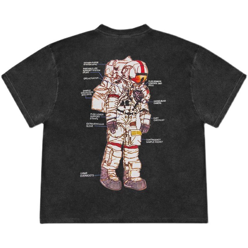 Retro High-street Heavyweight Washed-and-distressed Loose-fit T-shirt